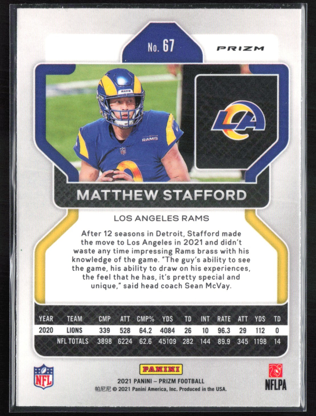 Matthew Stafford Silver Prizm 2021 Prizm