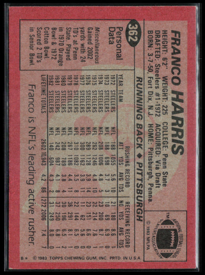 Franco Harris 1983 Topps