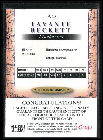 Tavante Beckett Auto
