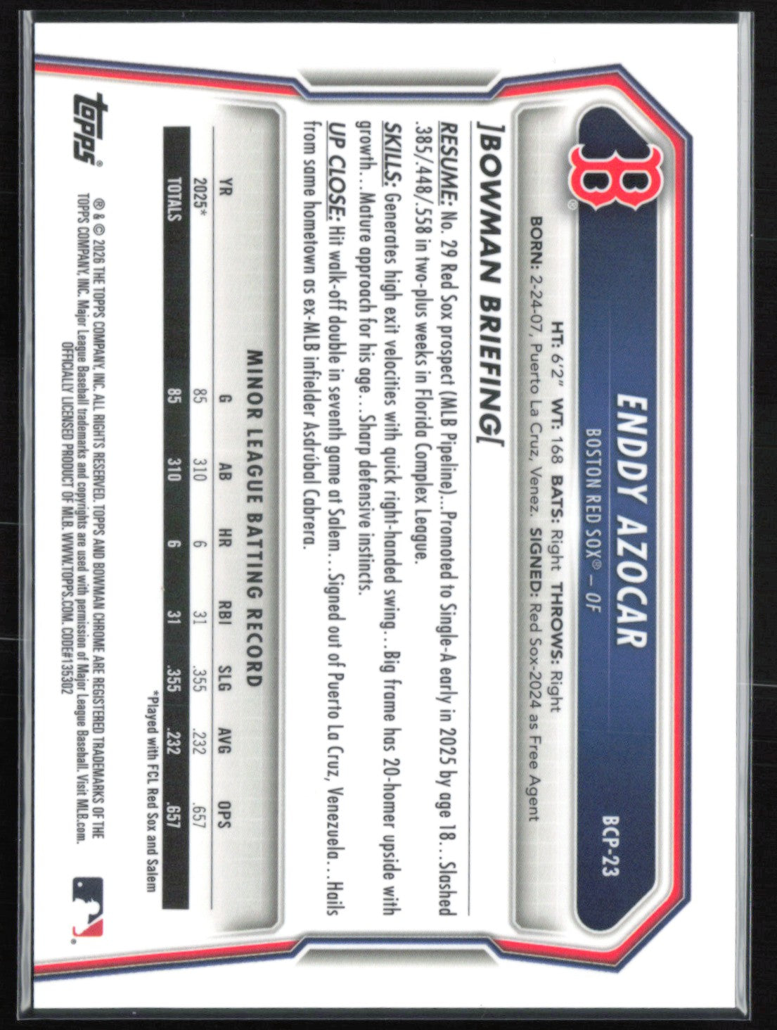 Enddy Azocar 1st Bowman Reptilian Refractor