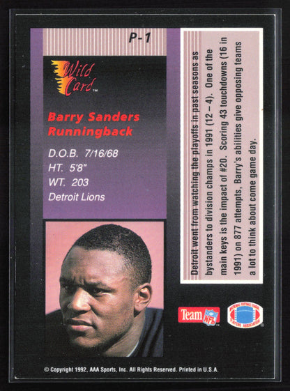 Barry Sanders 1992 Wild Card Stat Smashers
