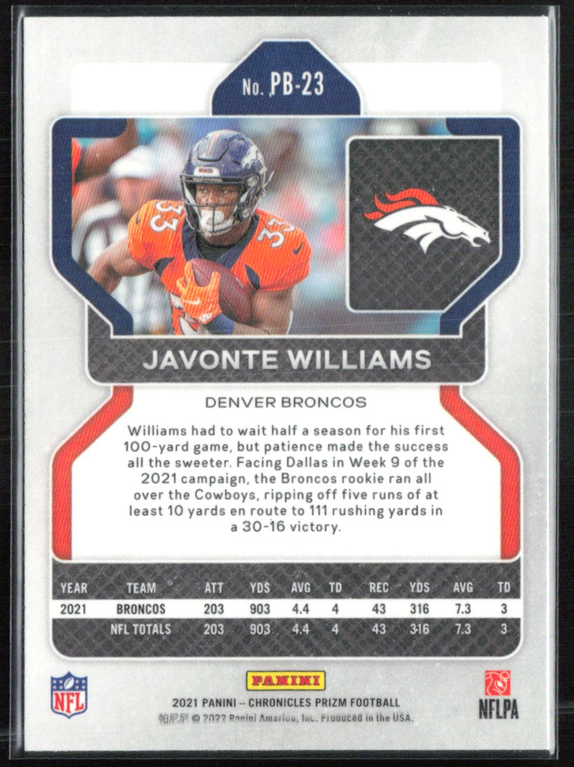 Javonte Williams RC Prizm Black