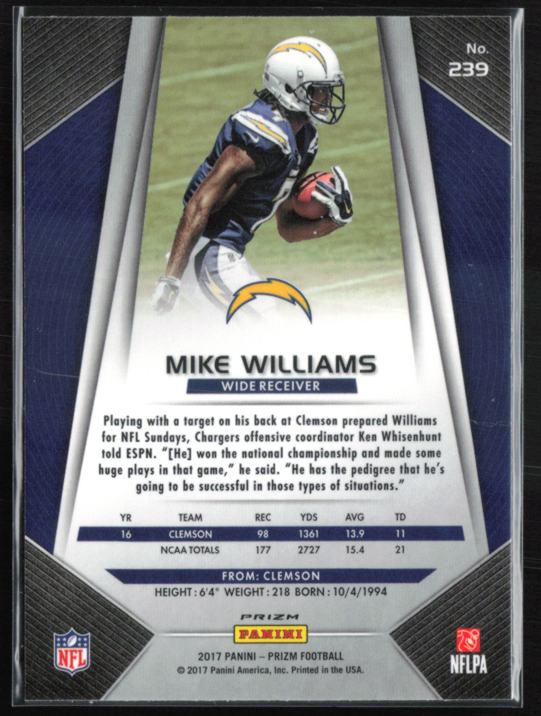 Mike Williams RC Silver Prizm
