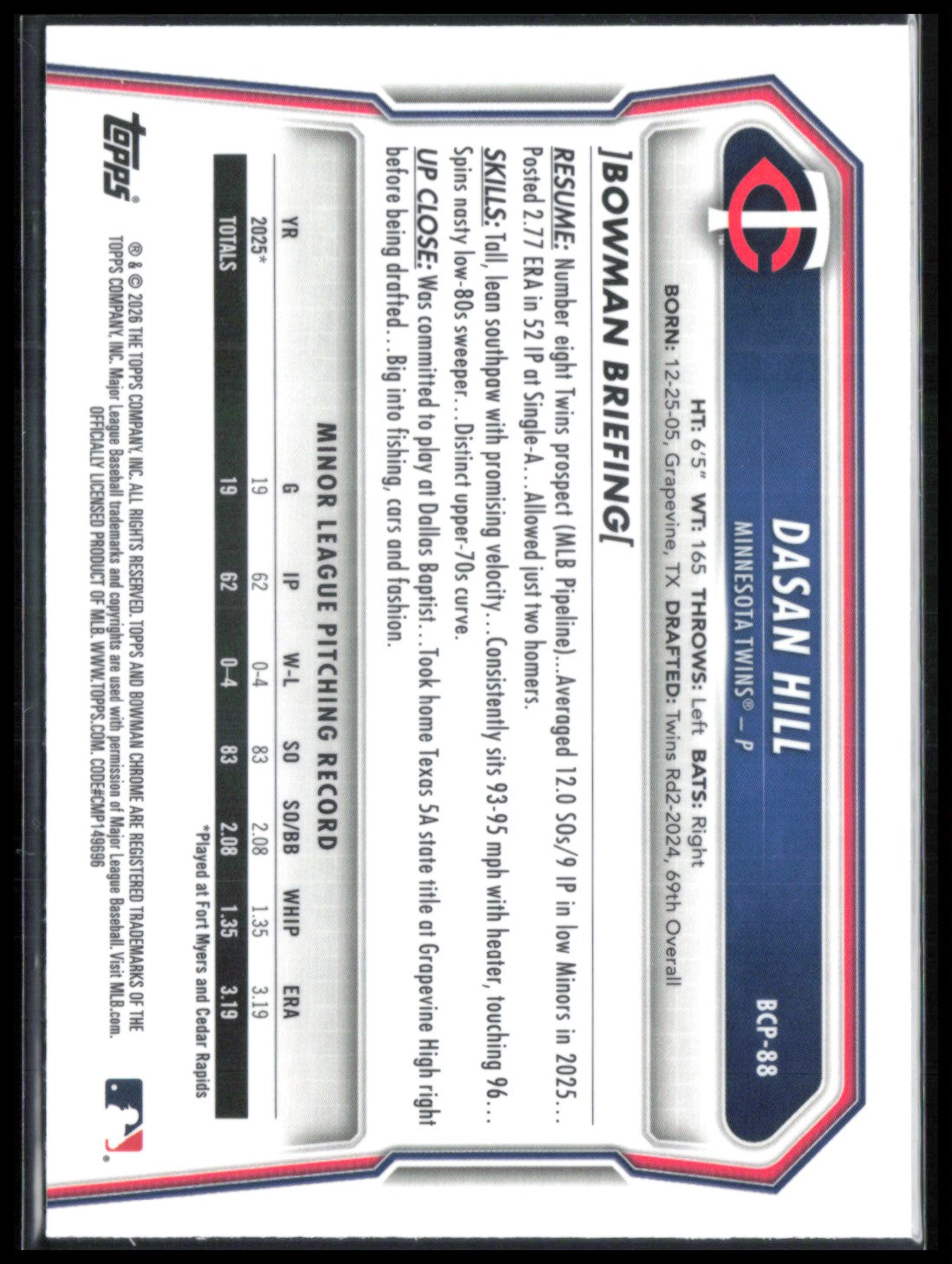 Dasan Hill 1st Bowman Mojo