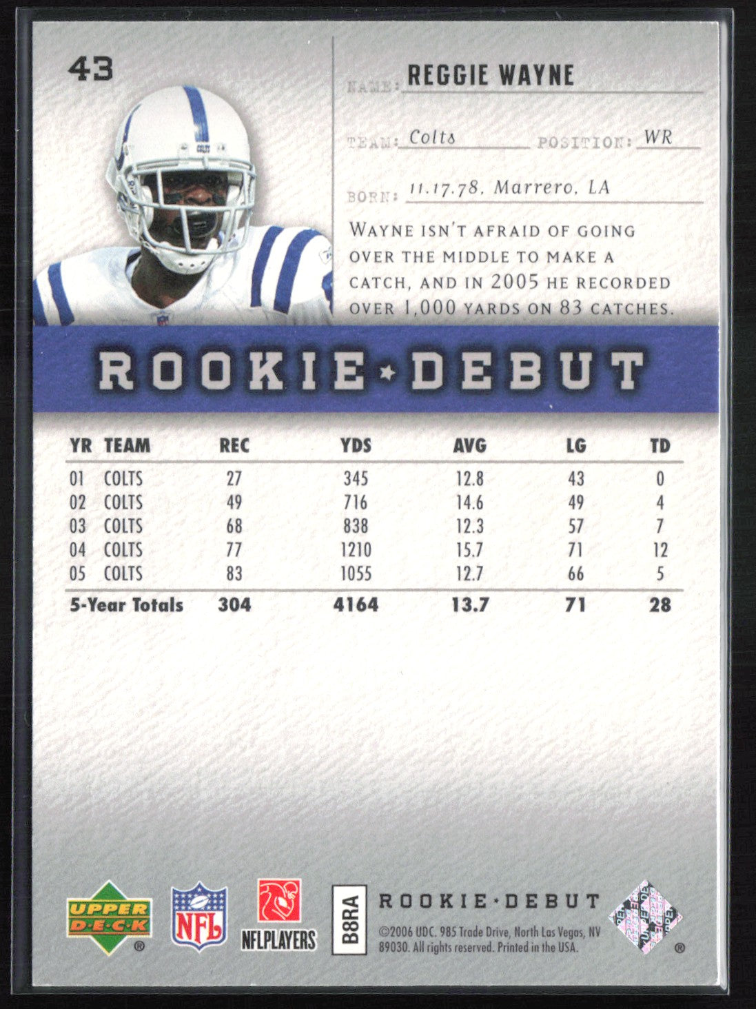Reggie Wayne 2006 Upper Deck Rookie Debut