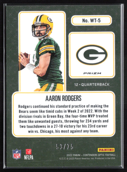 Aaron Rodgers Pink Holo /75 2022 Contenders Optic Winning Ticket