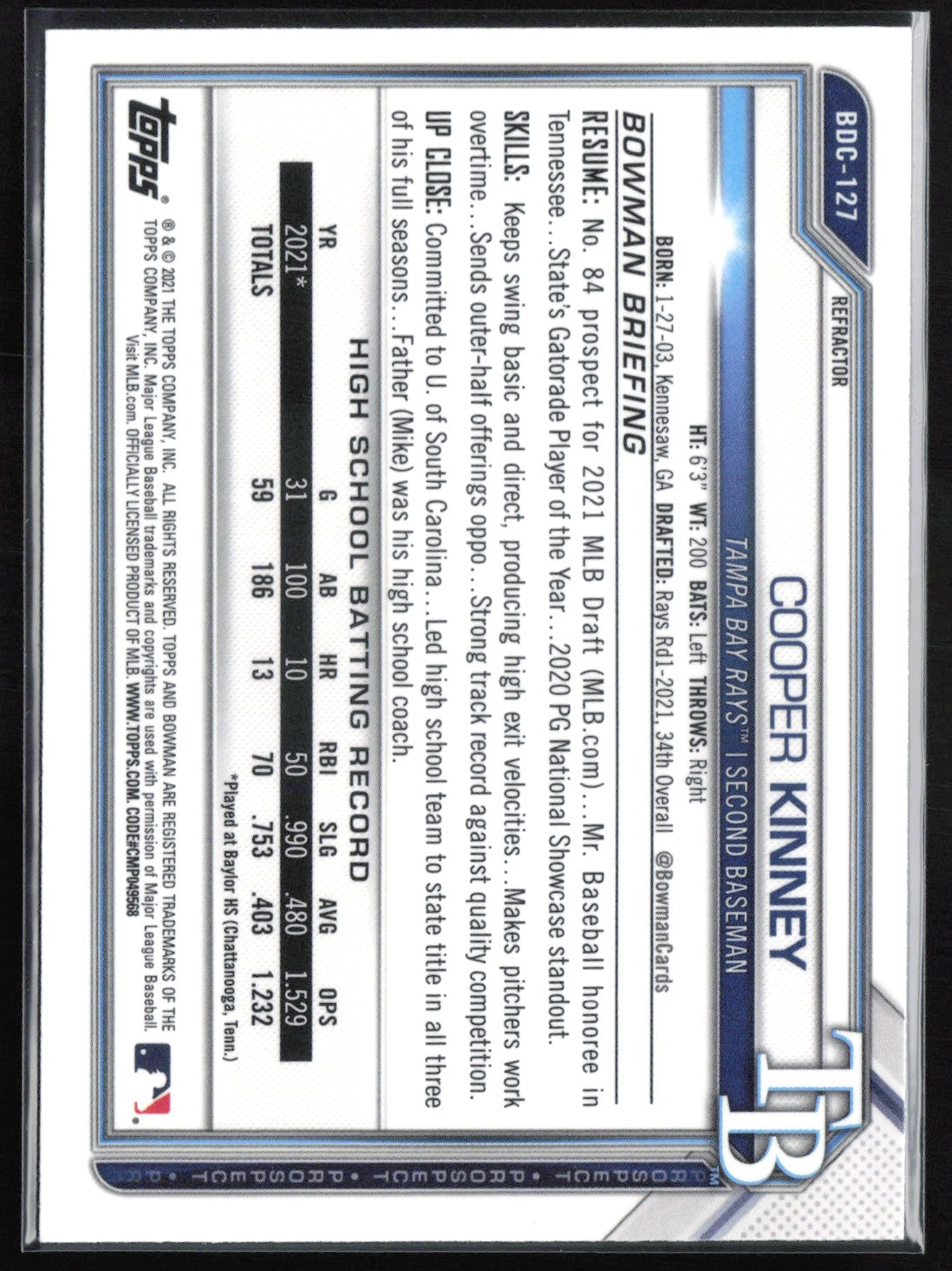 Cooper Kinney 1st Bowman Refractor