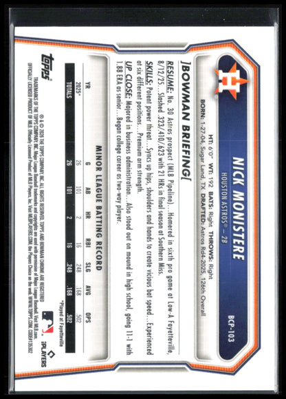 Nick Monistere 1st Bowman Chrome