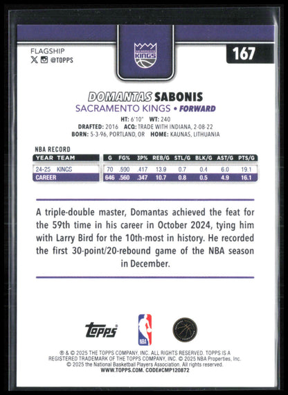Domantas Sabonis Gold Refractor /50 2025 Topps