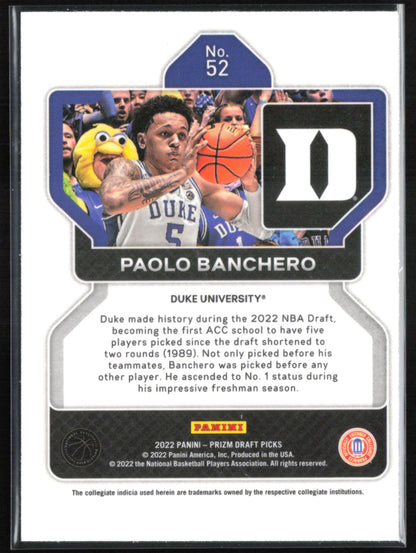 Paolo Banchero RC 2022 Prizm Draft Picks