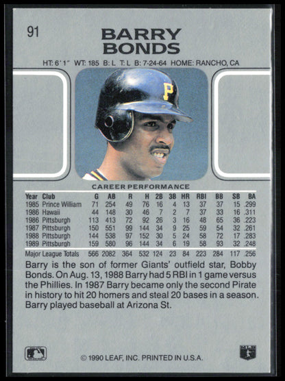 Barry Bonds 1990 Leaf