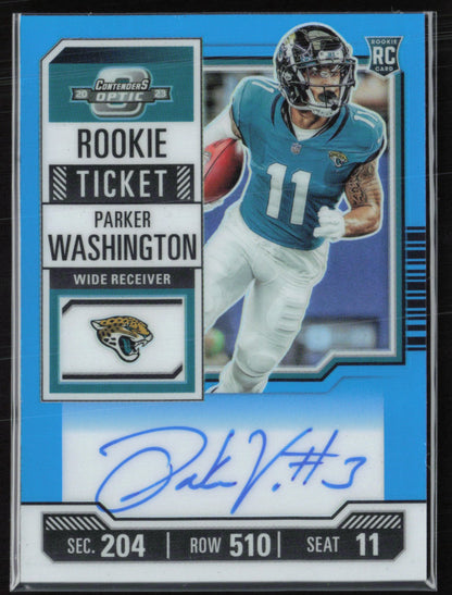 Parker Washington RC Auto Blue Holo /99 2023 Contenders Optic Rookie Ticket