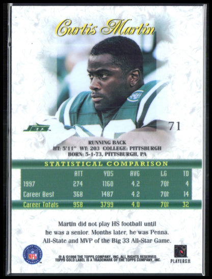 Curtis Martin 1998 Topps Gold Label