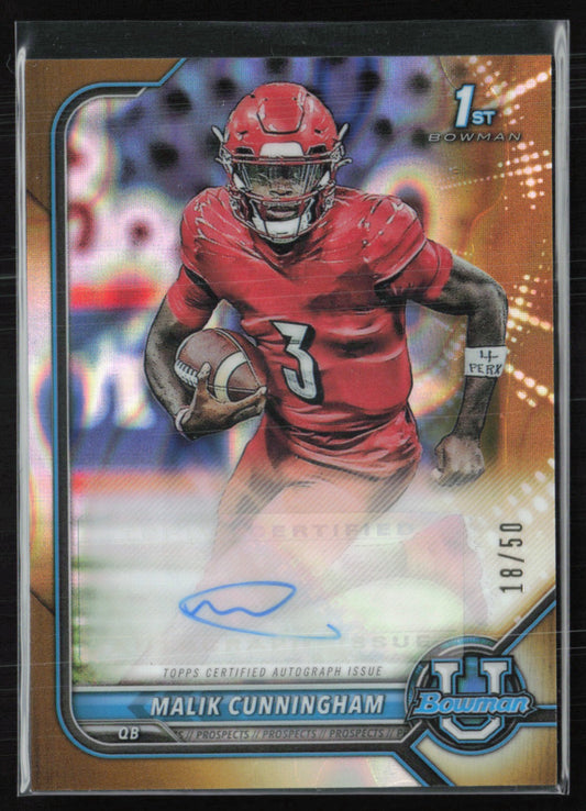 Malik Cunningham 1st Bowman Auto Gold /50 Refractor