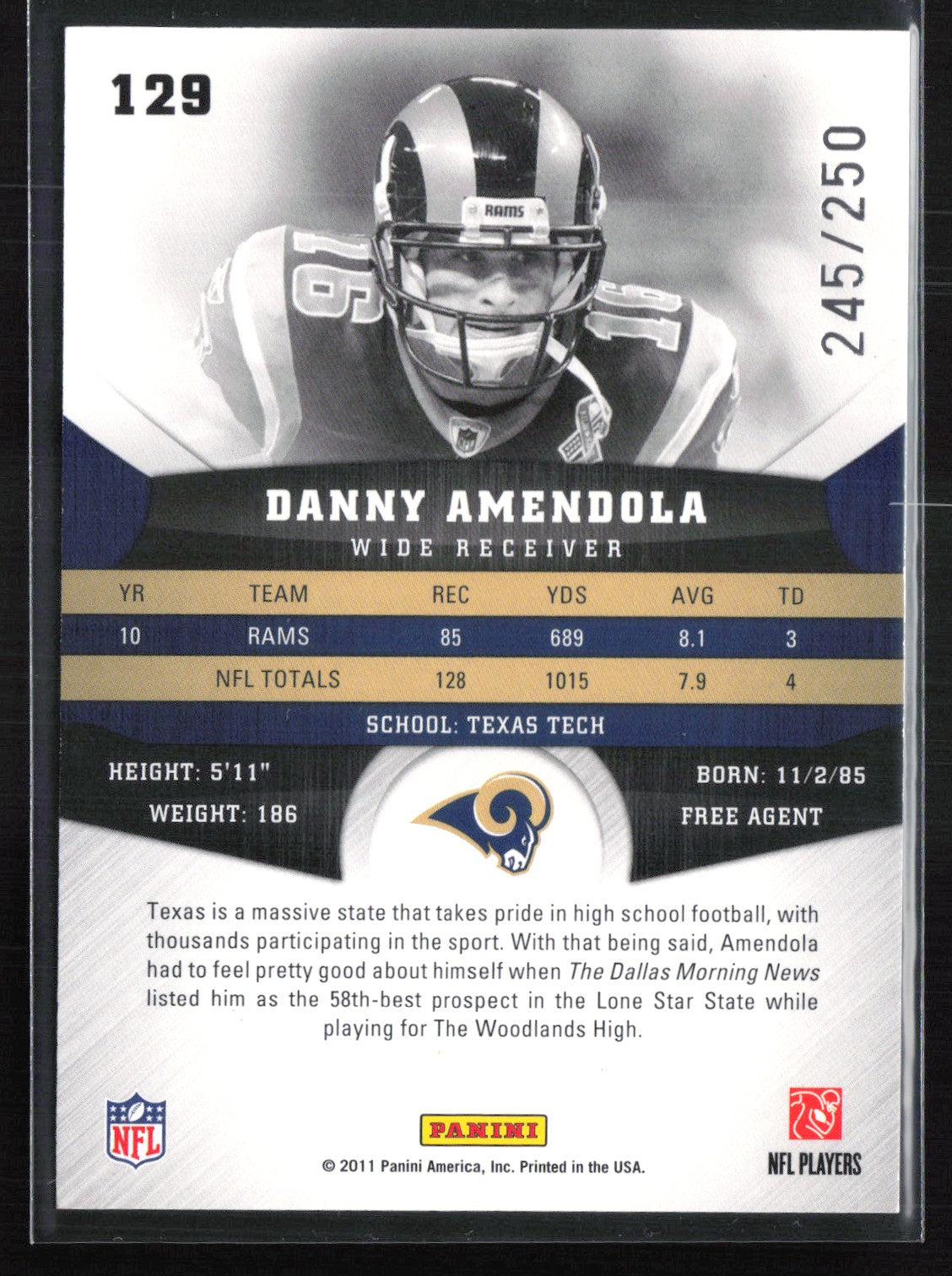Danny Amendola /250 2011 Gridiron Gear