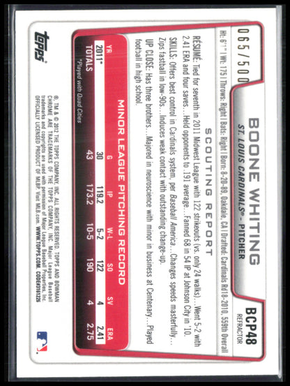 Boone Whiting 1st Bowman Chrome /500