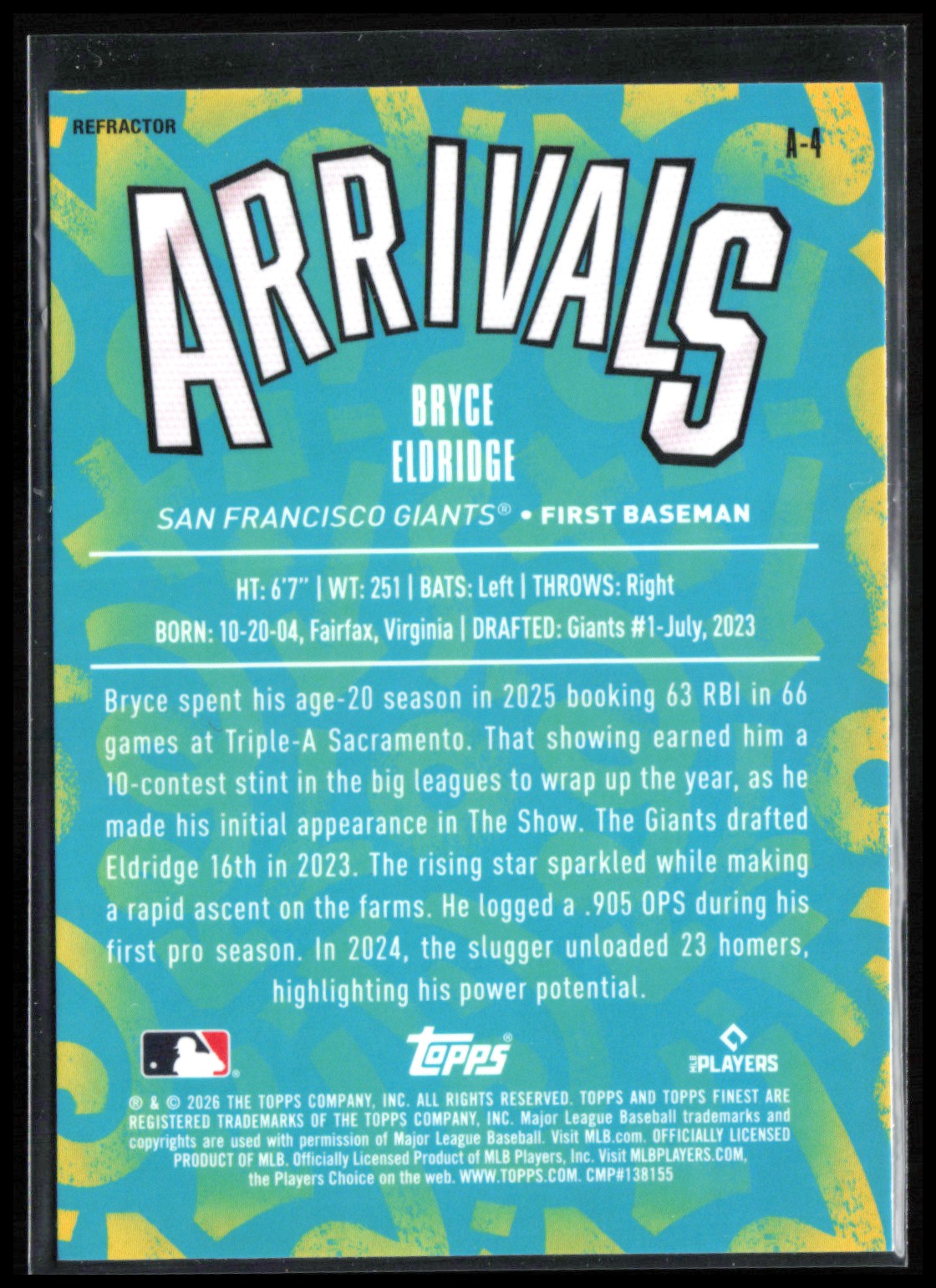 Bryce Eldridge RC Team Finest Arrivals