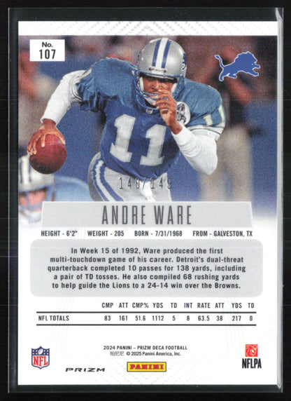 Andre Ware Blue Prizm /149