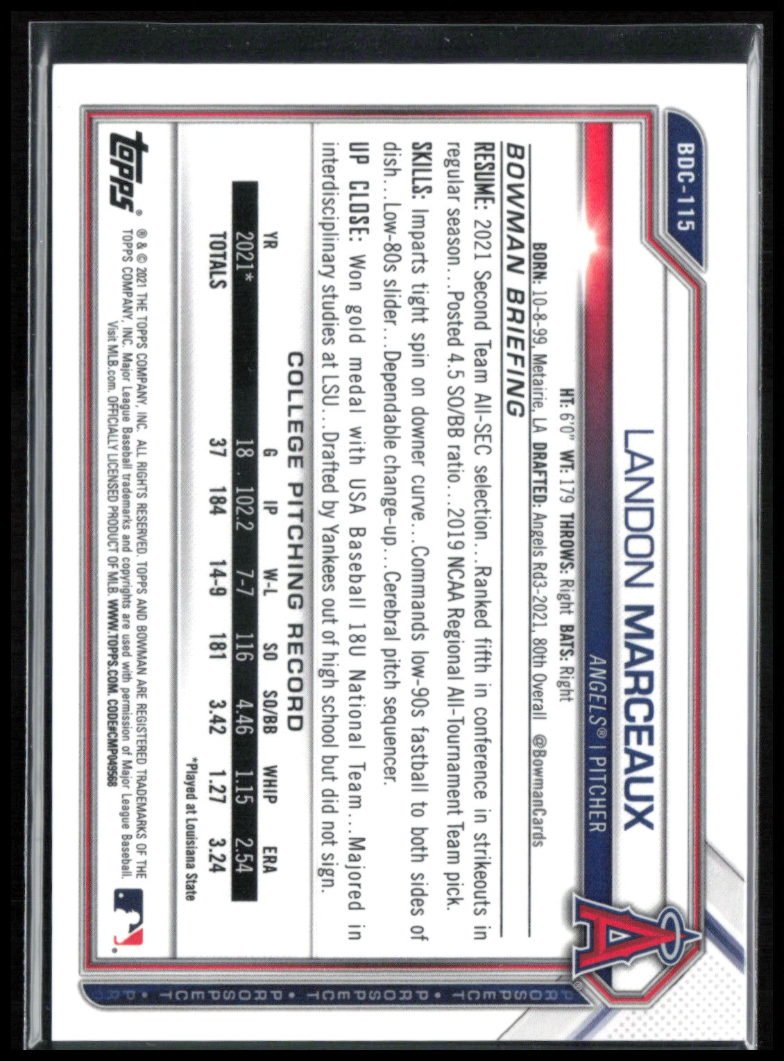 Landon Marceaux 1st Bowman Green /99