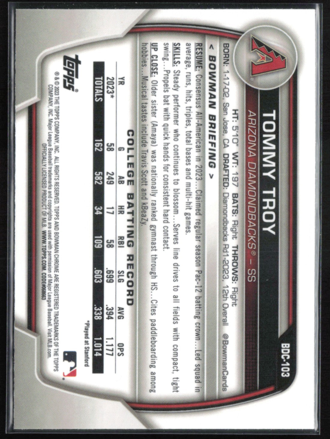 Tommy Troy 1st Bowman