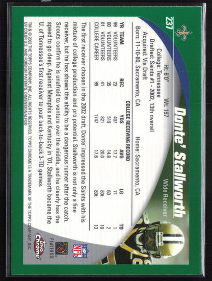 Donte Stallworth RC Green Refractor