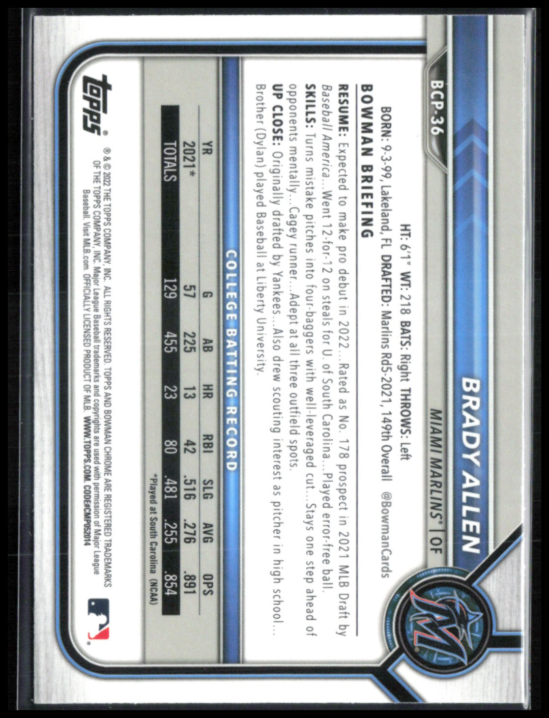 Brady Allen 1st Bowman Mojo