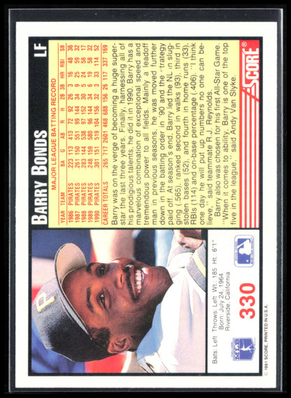 Barry Bonds 1991 Score