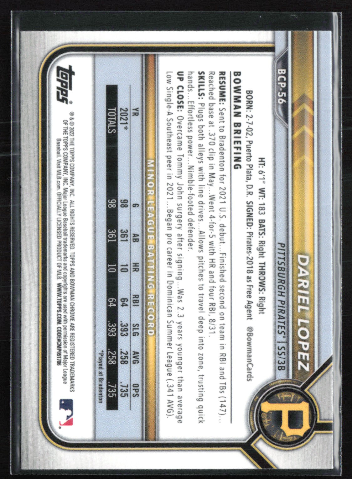 Dariel Lopez 1st Bowman