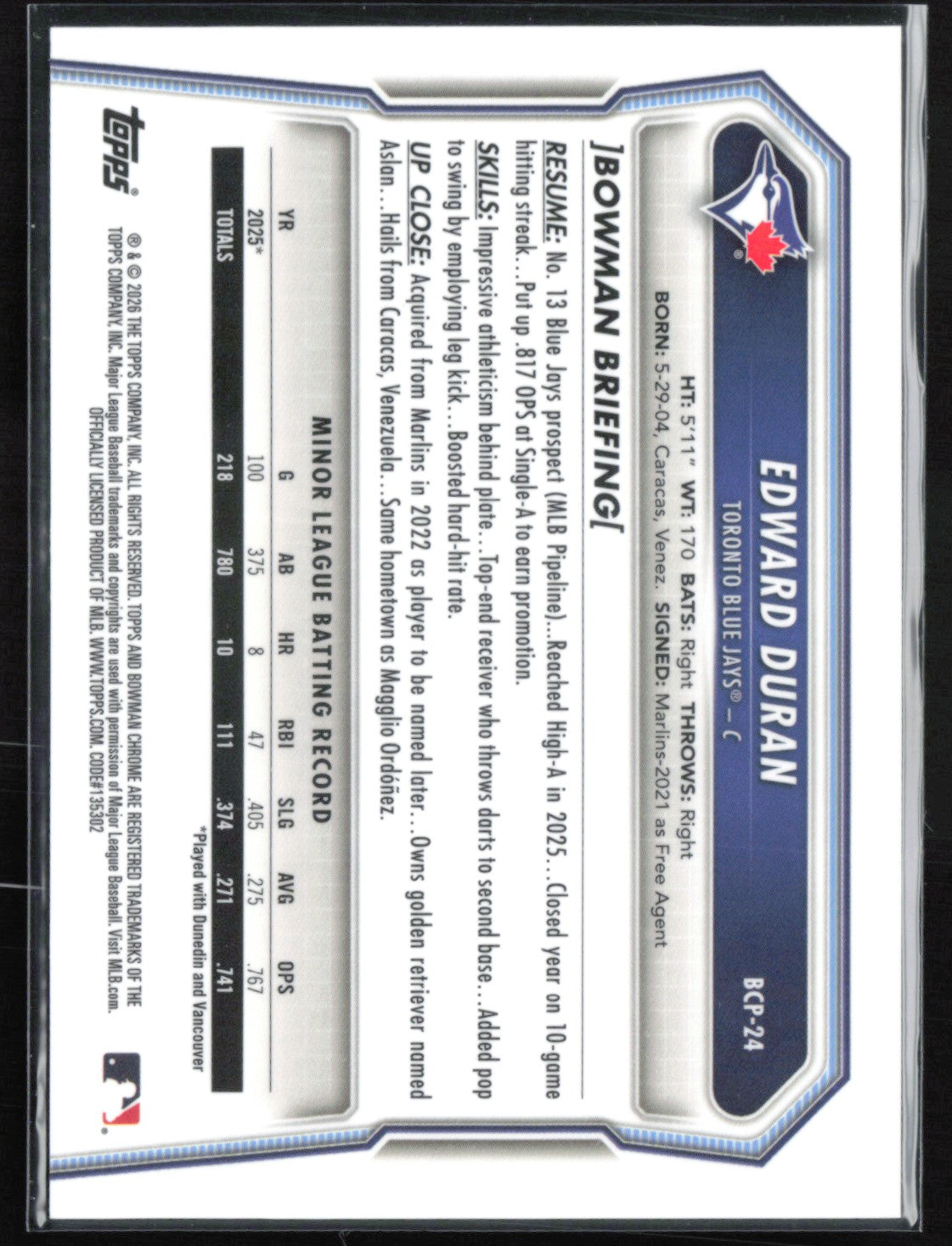 Edward Duran 1st Bowman Reptilian Refractor