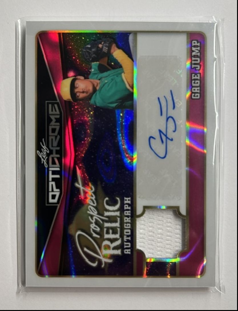 Gage Jump /8 Auto Relic Prospect Relic Autograph 2025 Leaf Optichrome