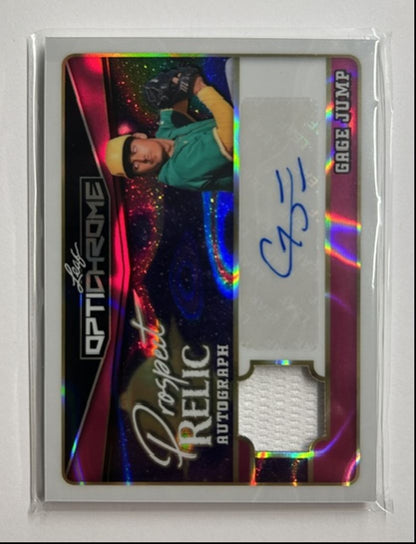 Gage Jump /8 Auto Relic Prospect Relic Autograph 2025 Leaf Optichrome