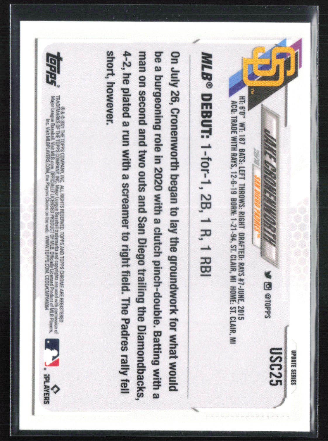 Jake Cronenworth RC Rookie RCup