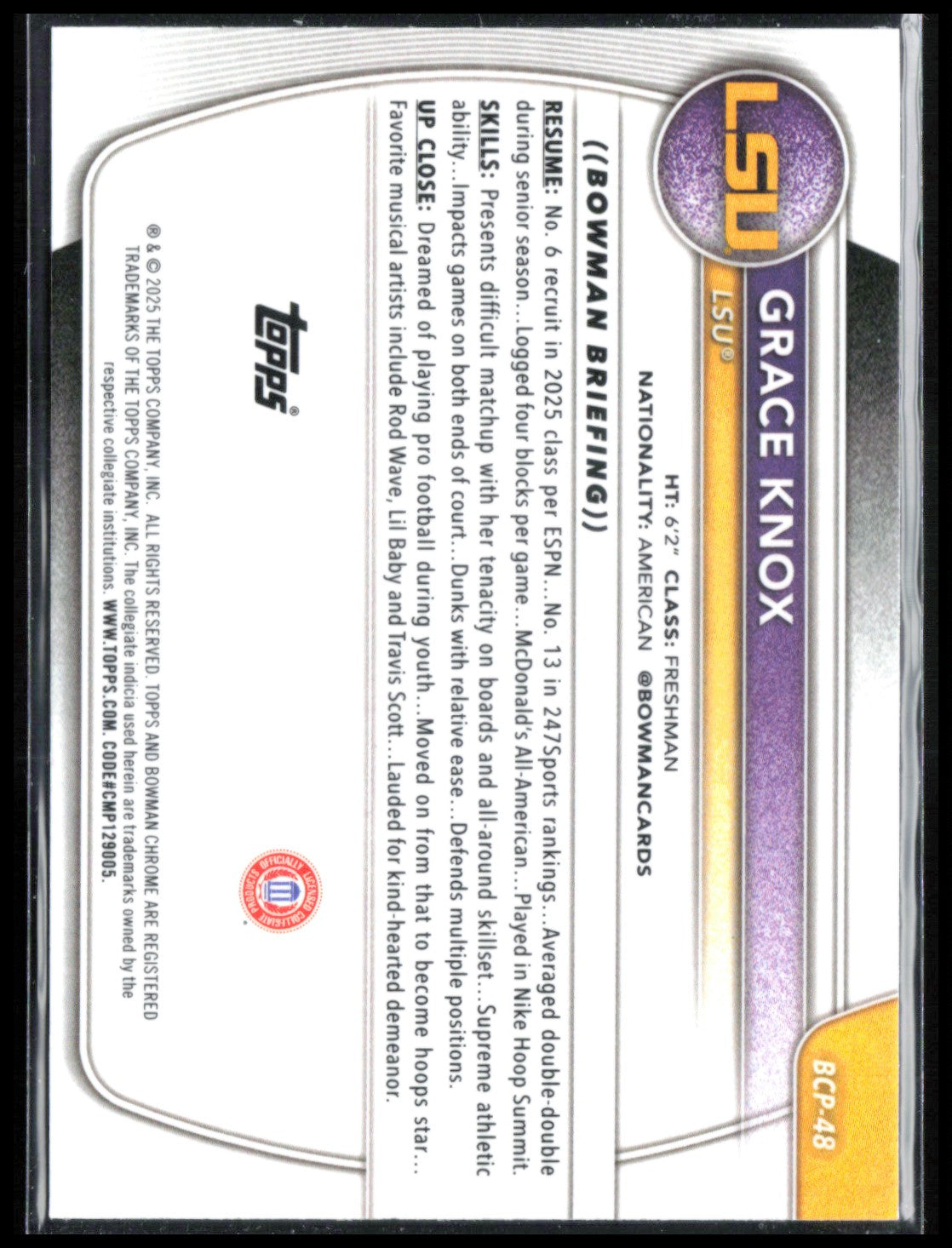 Grace Knox 1st Bowman Mini Diamond /299