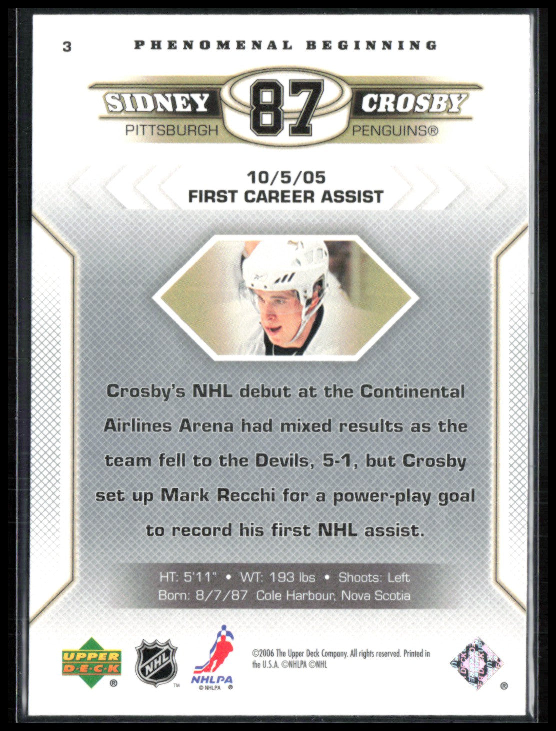 Sidney Crosby Phenomenal Beginning 2005 UD