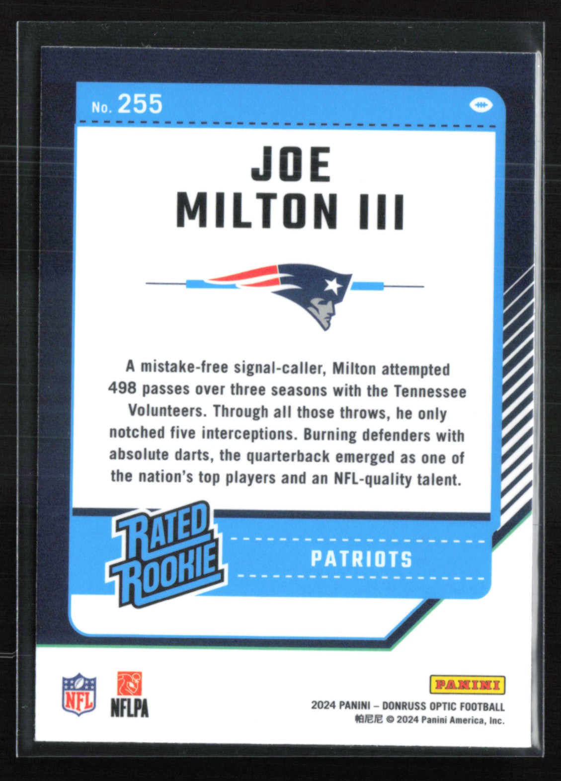 Joe Milton III RC Optic Rated Rookie