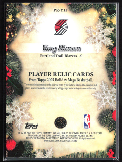 Yang Hansen RC Player-Worn Relic