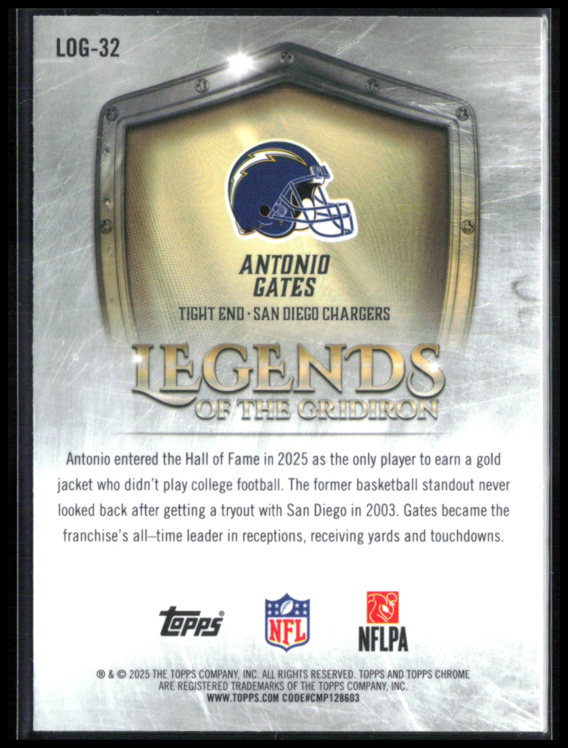 Antonio Gates X-Fractor Legends of the Gridiron