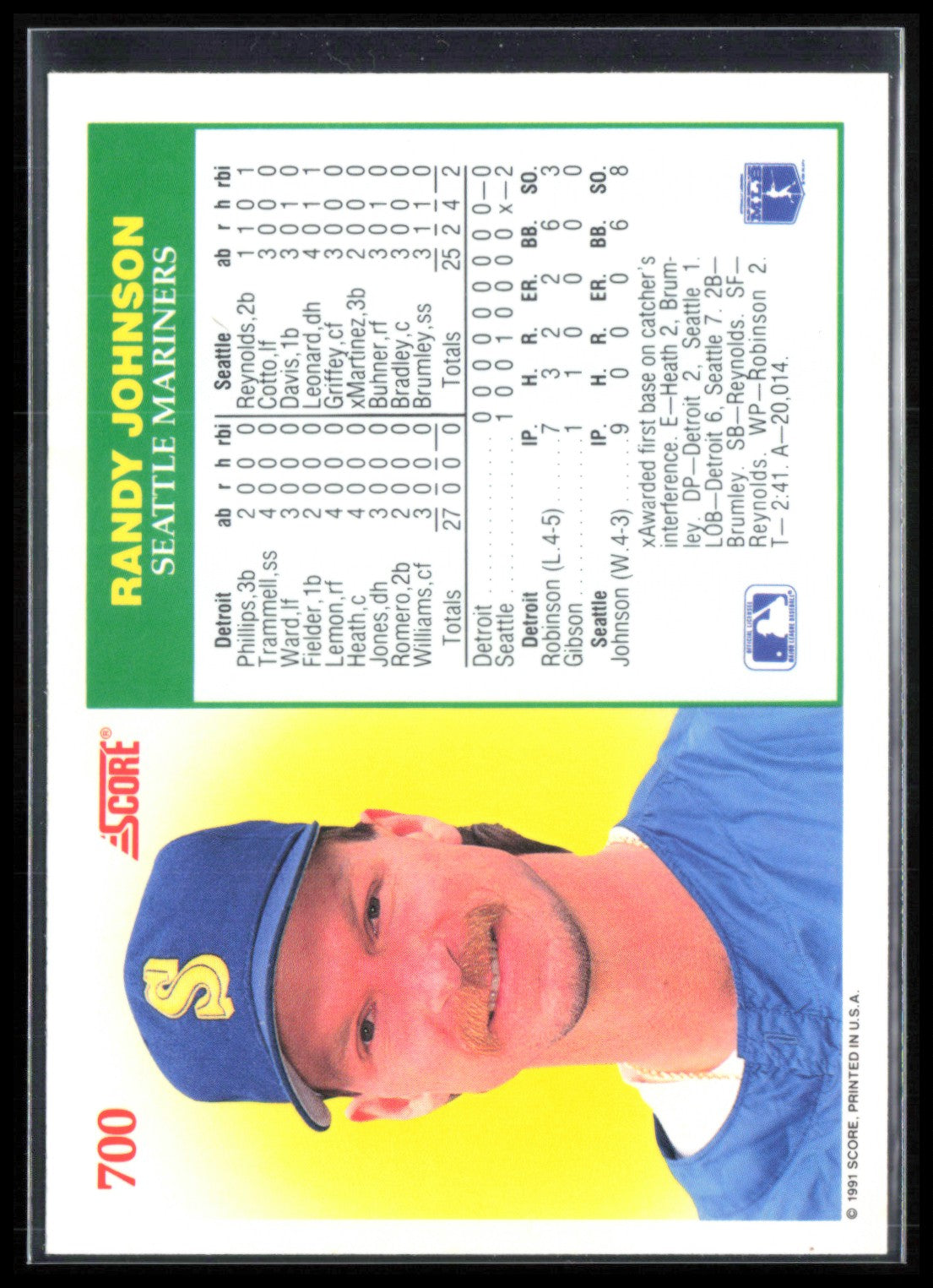 Randy Johnson 1991 Score