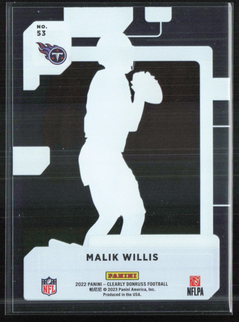 Malik Willis RC Clearly Donruss