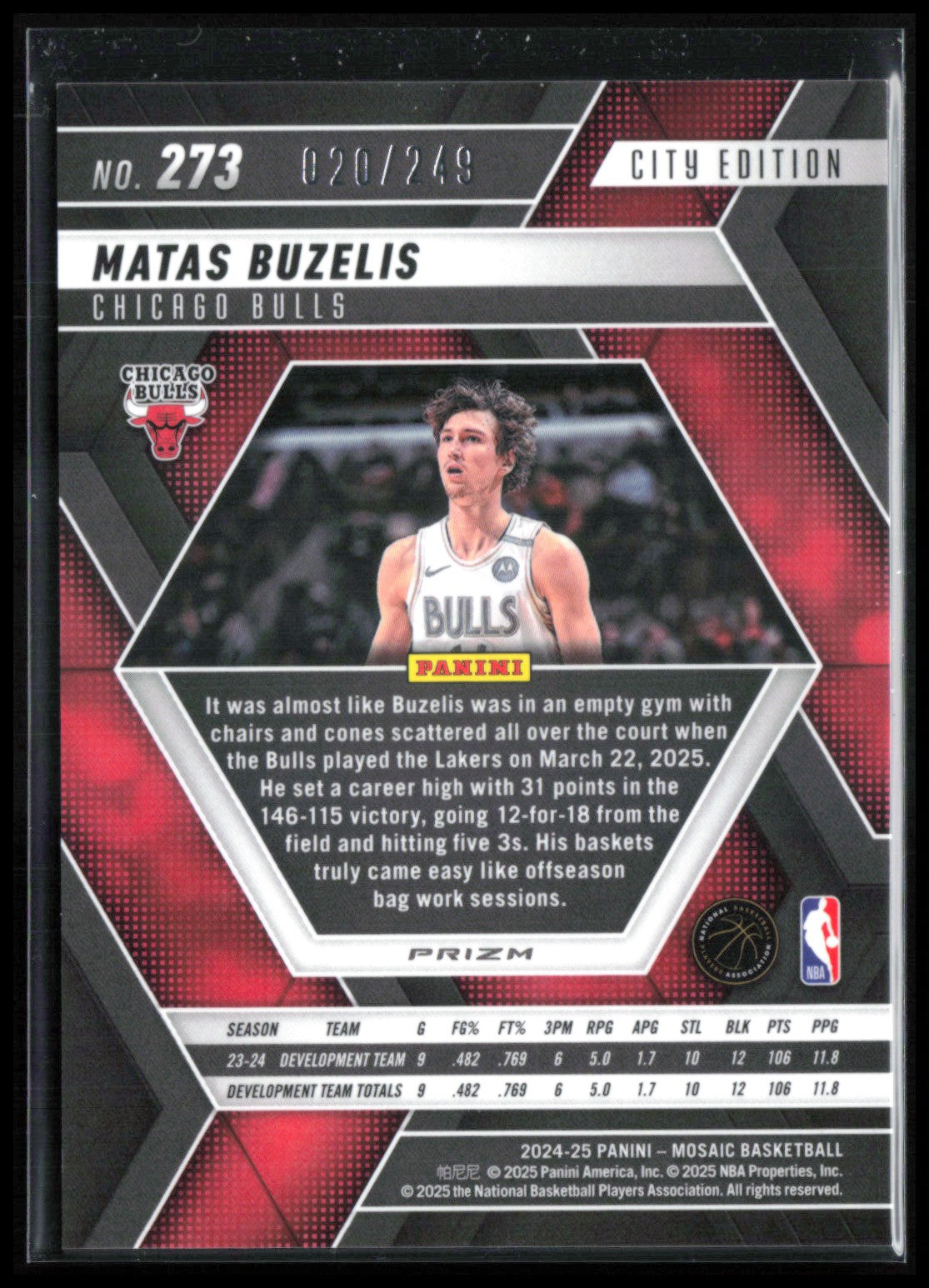 Matas Buzelis RC Purple Mosaic /249 City Edition