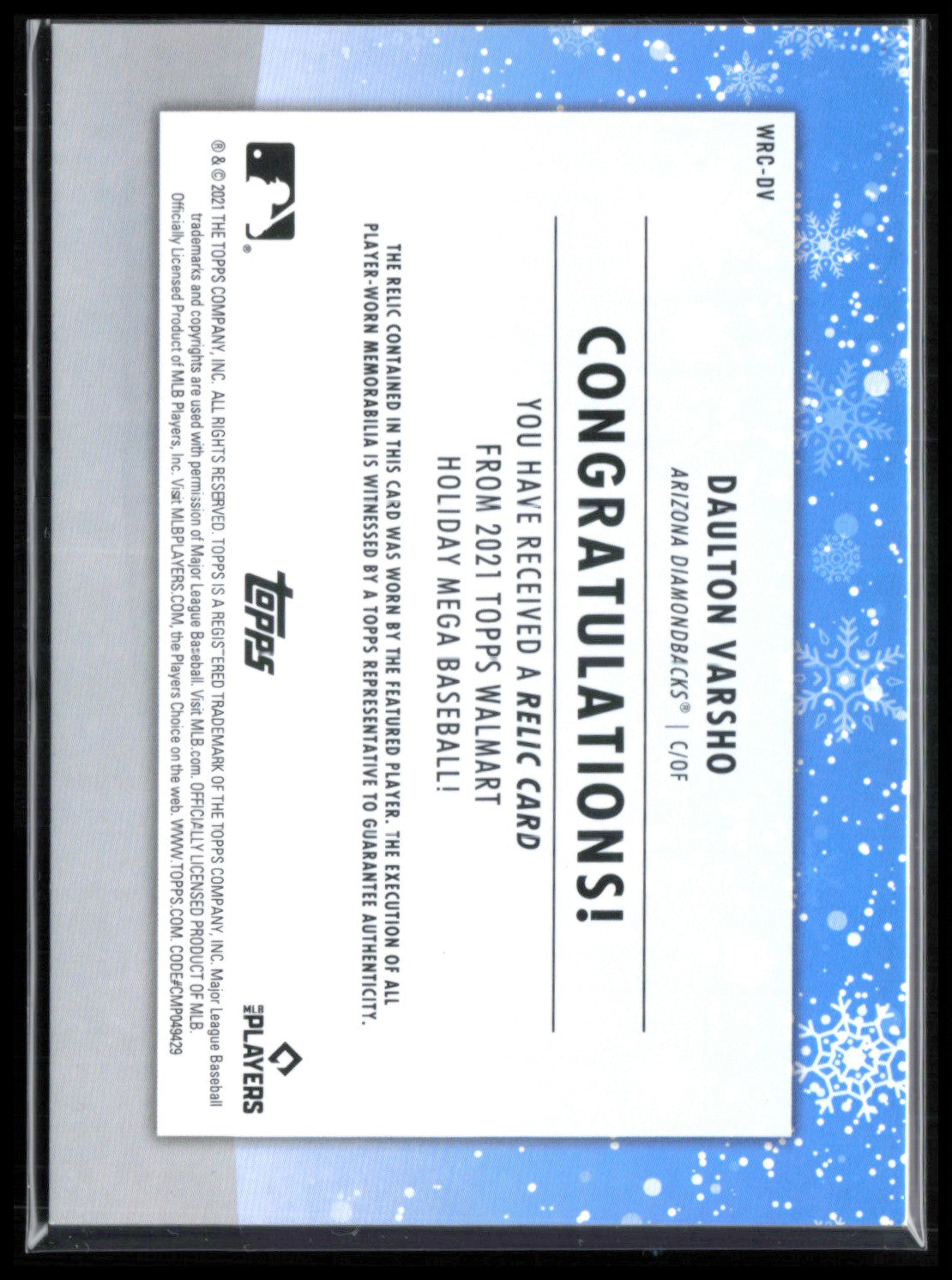 Daulton Varsho Player-Worn Mem RC