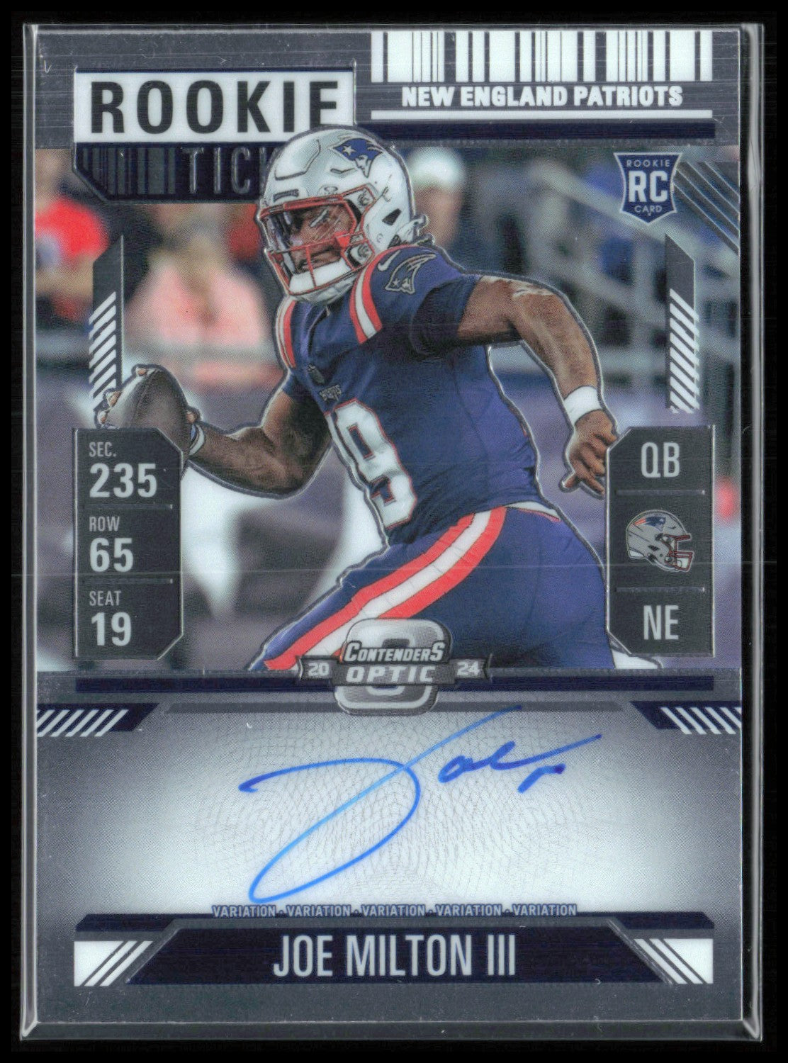 Joe Milton III RC Auto Rookie Ticket Variation 2024 Contenders Optic