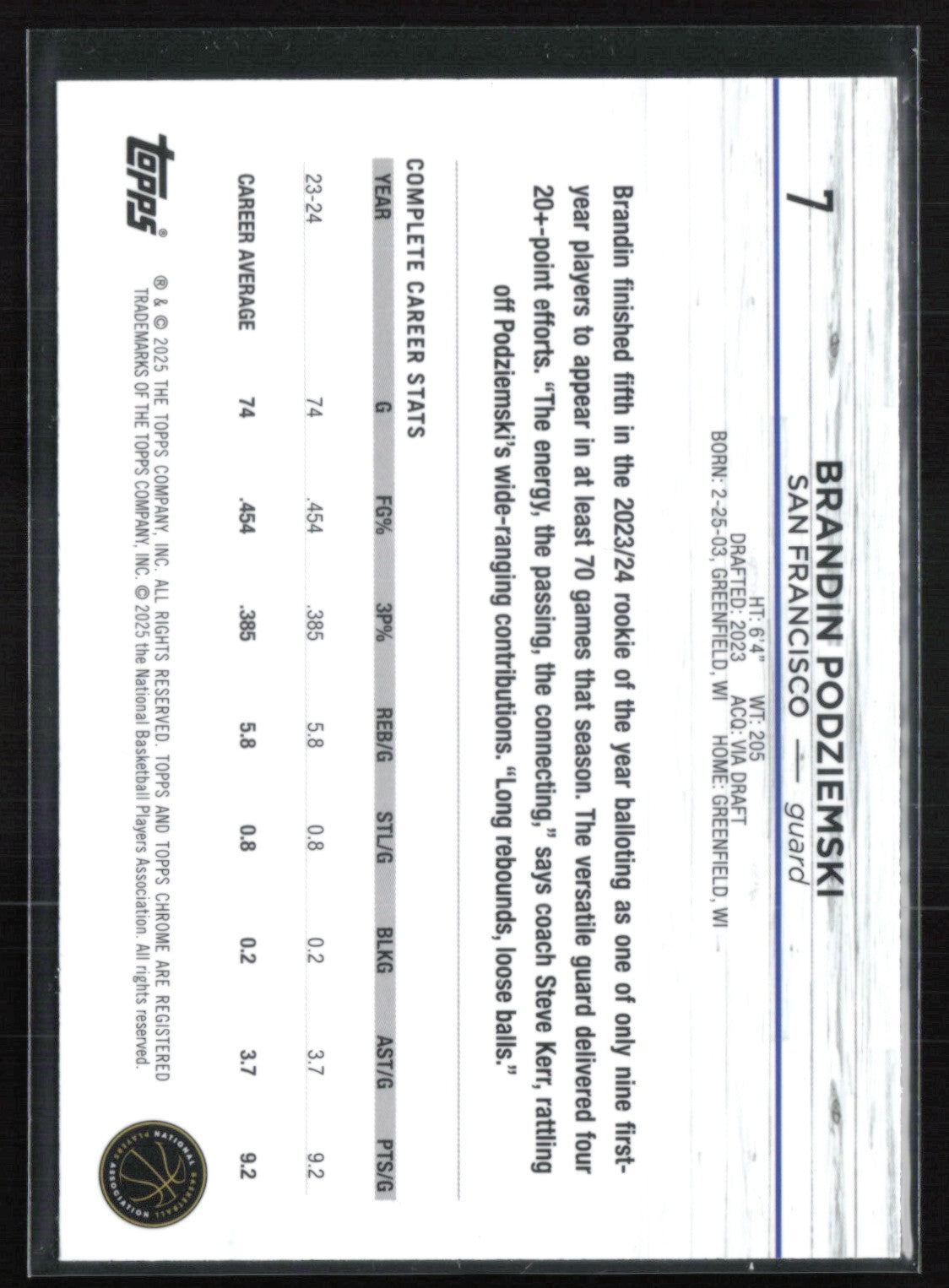 Brandin Podziemski Pink Refractor