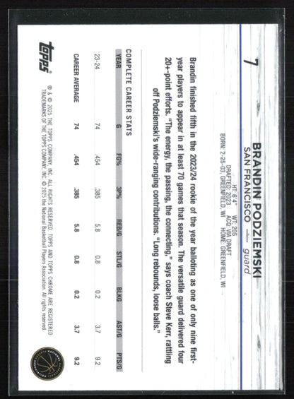 Brandin Podziemski Pink Refractor