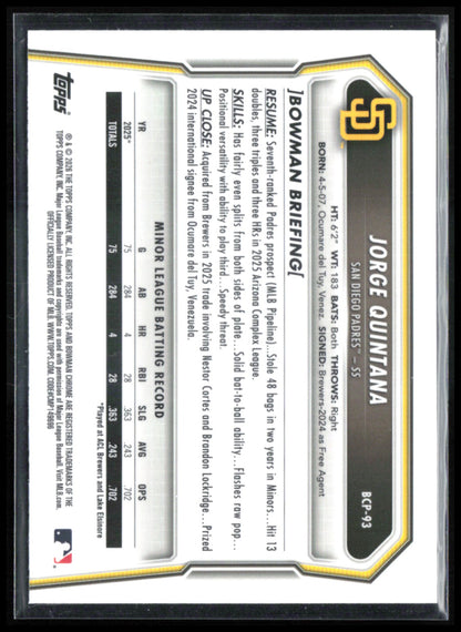 Jorge Quintana 1st Bowman Mojo