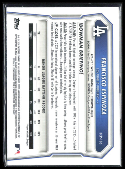 Francisco Espinoza 1st Bowman Lazer
