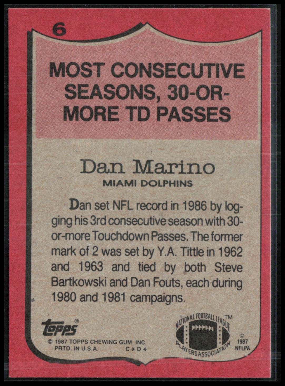 Dan Marino 1987 Topps