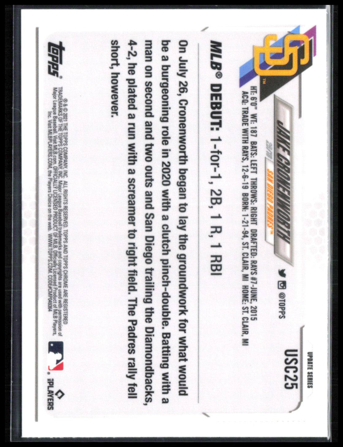 Jake Cronenworth RC Purple
