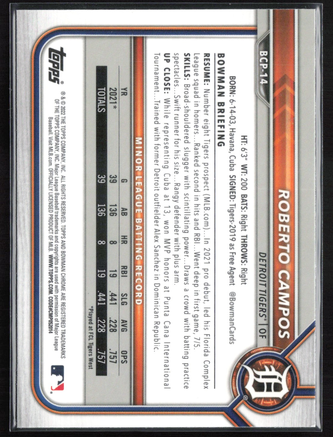 Roberto Campos 1st Bowman Mojo
