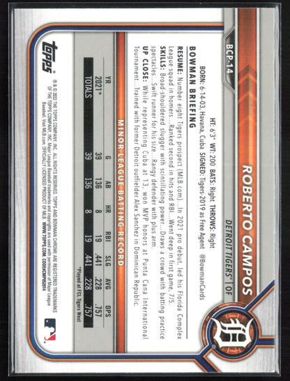 Roberto Campos 1st Bowman Mojo